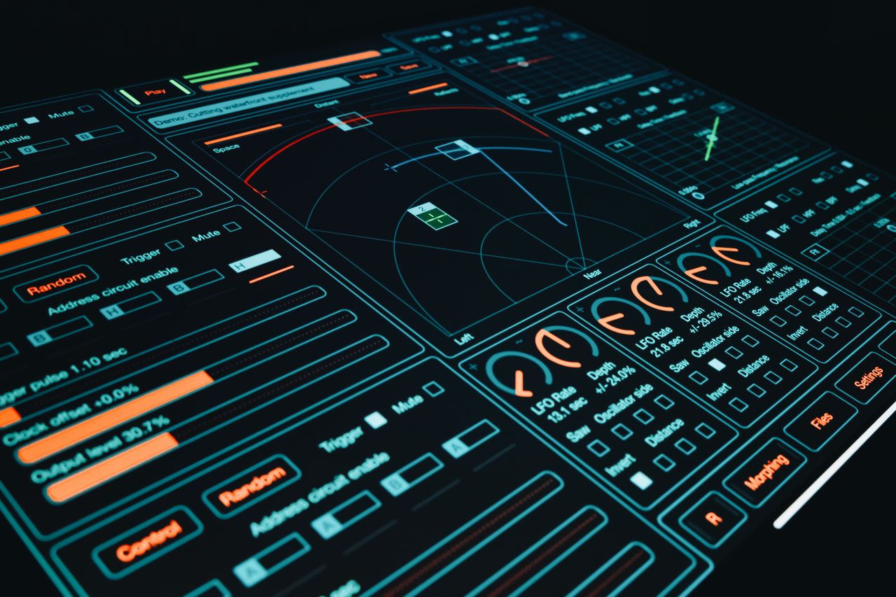 services-01 Dynamic digital interface showcasing technology with interactive design elements and controls.